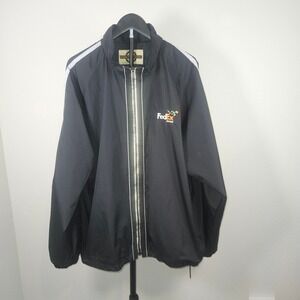 North End Windbreaker Jacket Mens XL Black FedEx Racing Reflective Gorpcore